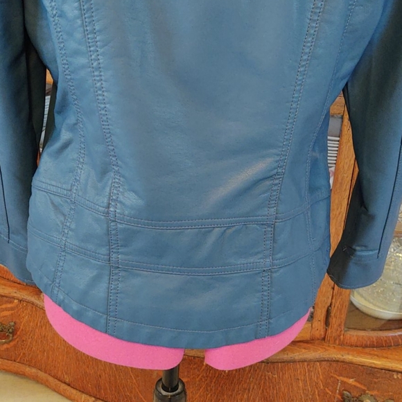 Christopher & Banks Teal Vegan Zip Front Jacket SP - Picture 5 of 11